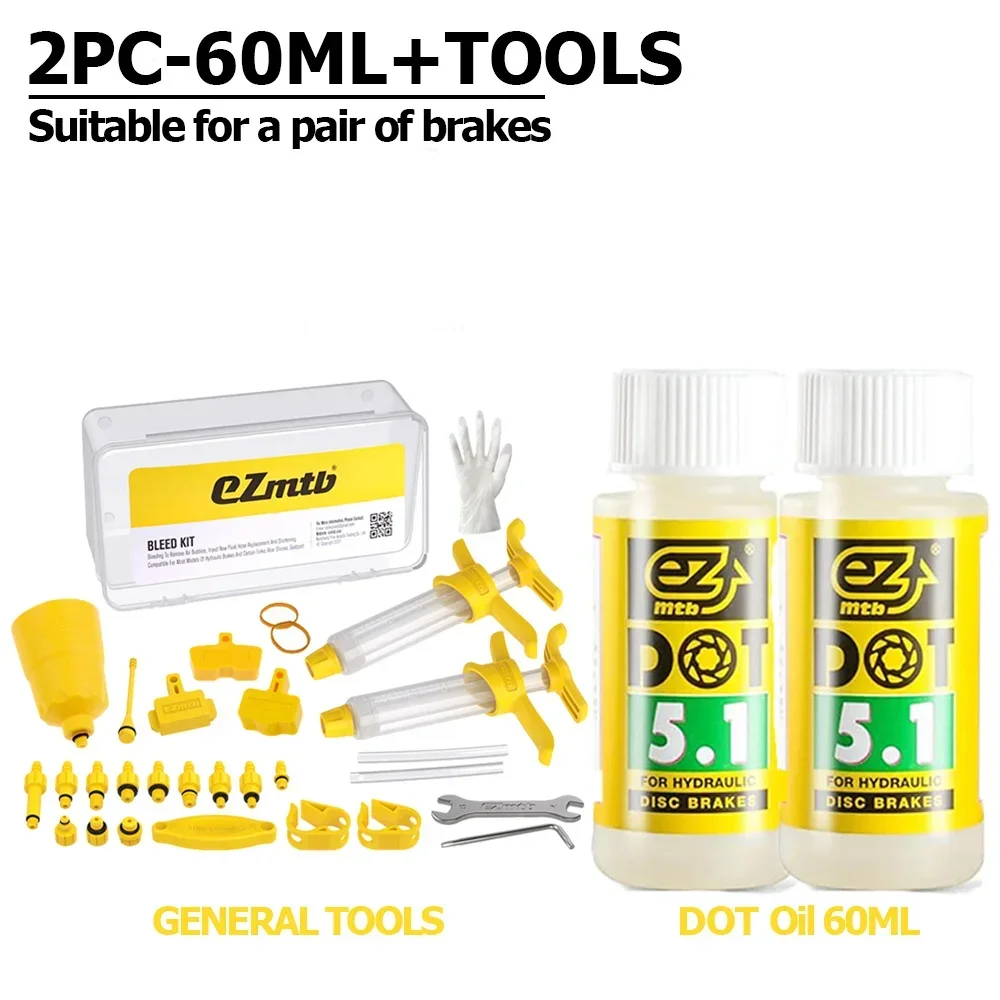 Premium Bicycle Hydraulic Disc Brake Mineral Oil Bleed Kit - Universal Brake Repair Tool