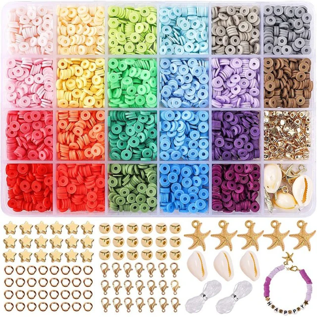 Multi Colors Clay Flat Beads Set For Bracelet Making Fashion Boho