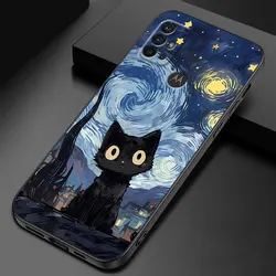 Starry Sky Cat TPU Soft Cover Case for Moto G22 (UUAZA01)