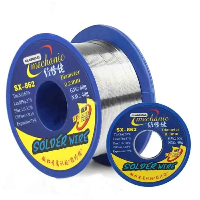 Soldering Wire MECHANIC Rosin Core Flux SX-862 183℃ Melting Point 0.3-1.8mm 60g Double High Purity Environmental Tin