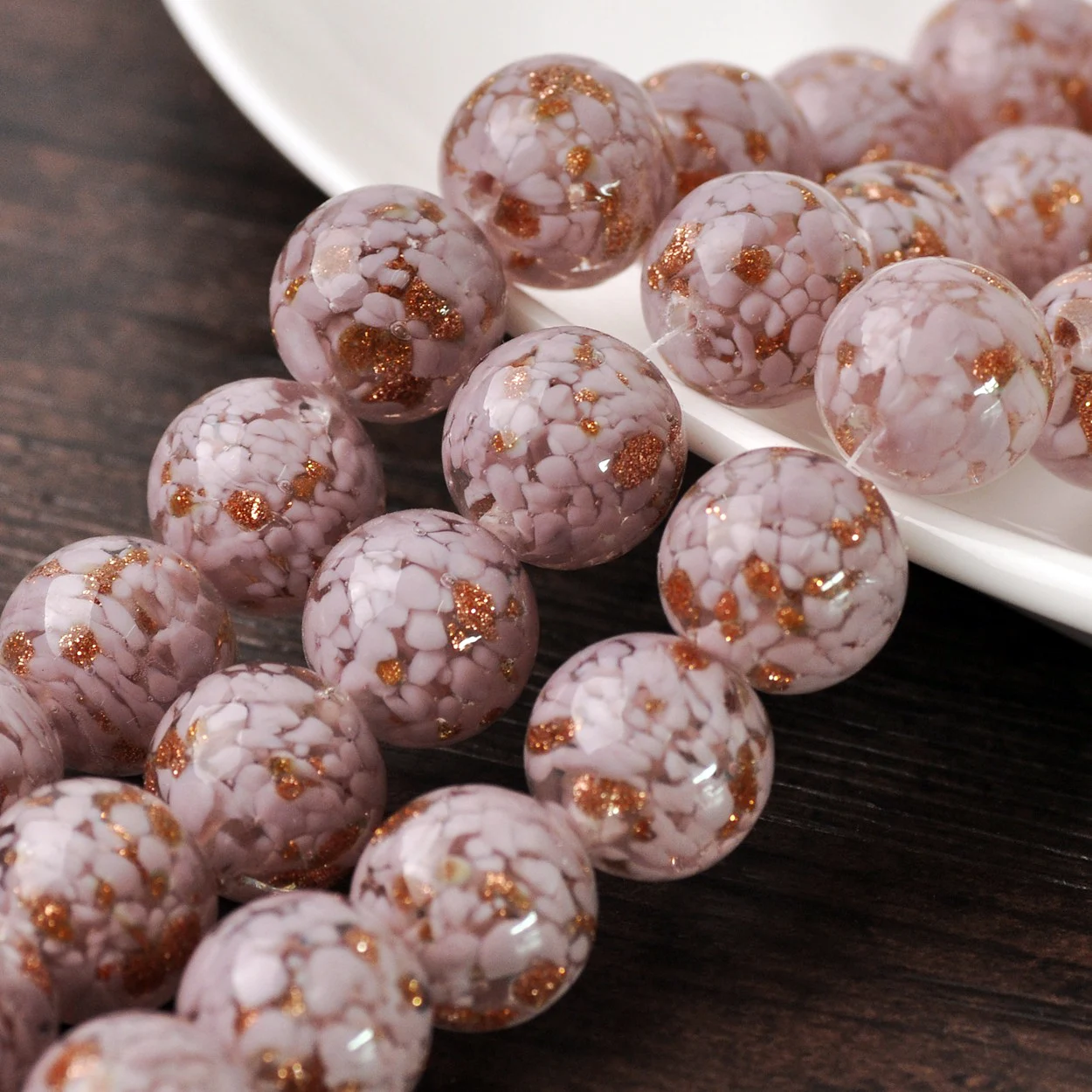 ジュエリー作り用の大きな丸いガラスビーズ,5個,12mm,14mm,16mm