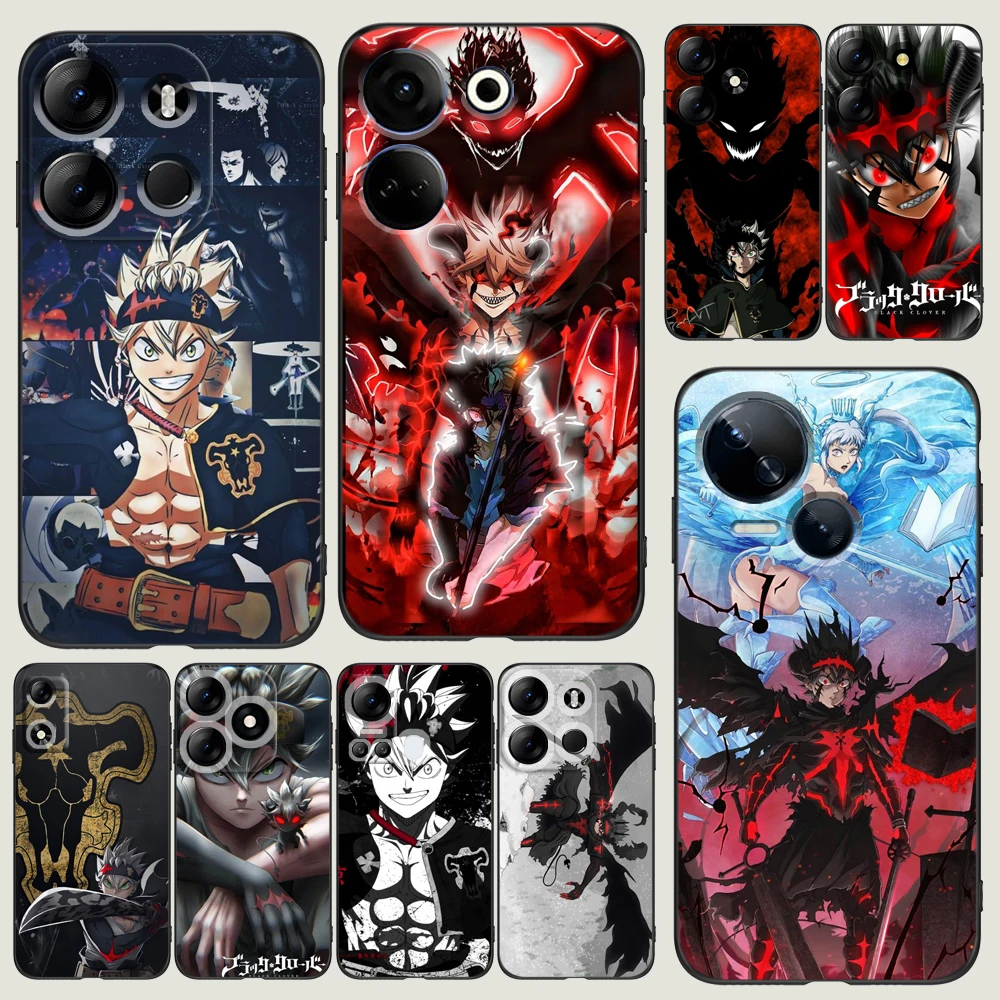 Custodia In Tpu Nero Per Tecno Spark Go 10 Pro 10C Camon 20 Pro Pop7 6C Pova5 Cover Anime Black Clover