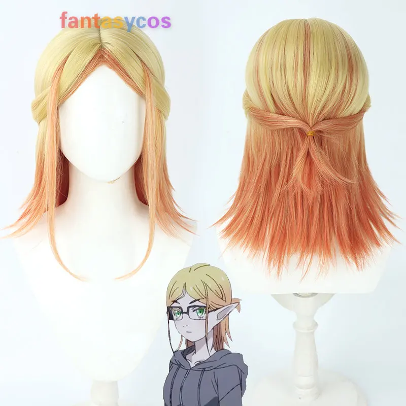 Anime Isekai Ojisan Uncle From Another World Tsundere Elf Cosplay Wig  Yellow Orange Gradient Heat-resistant Fiber Hair + Wig Cap - AliExpress