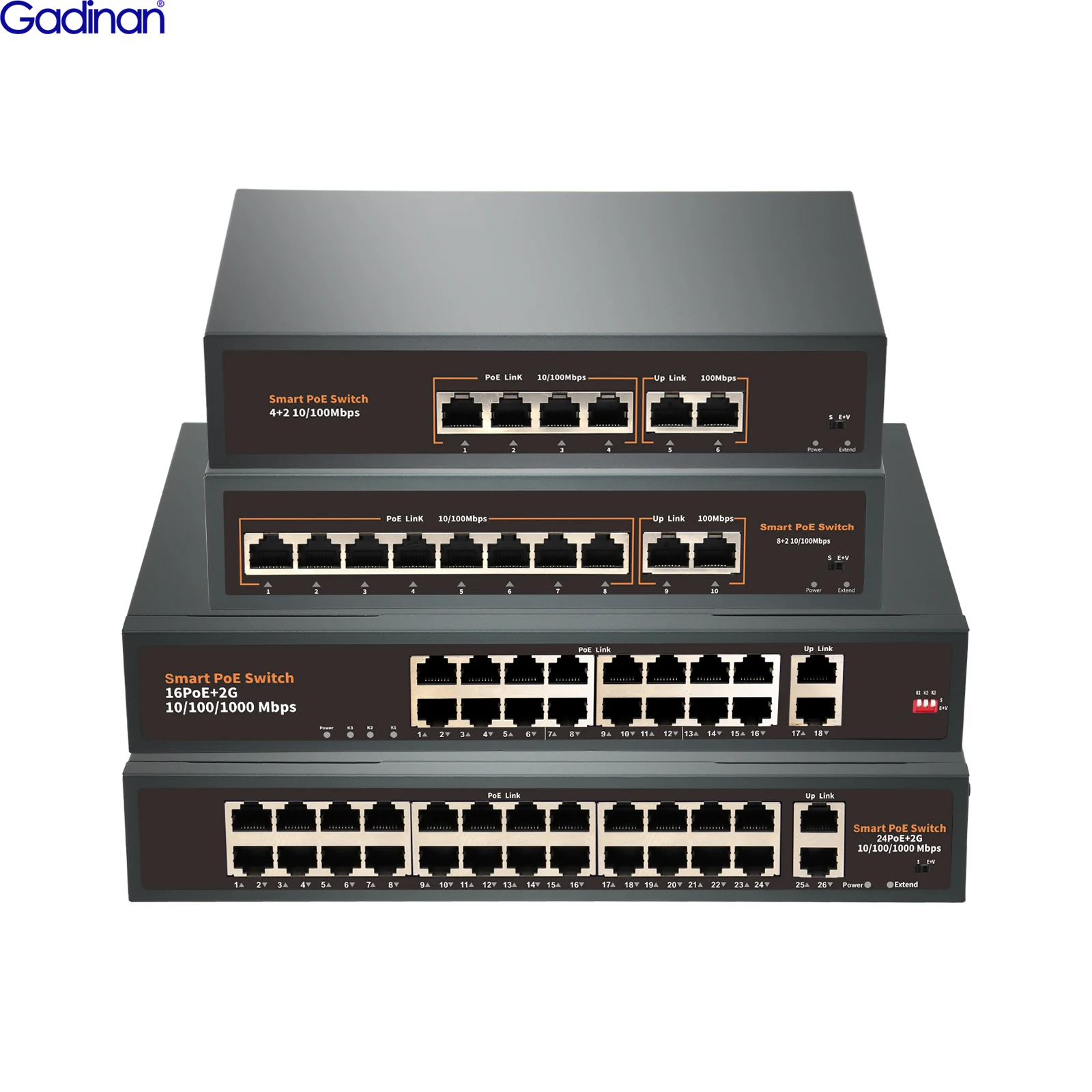 4/8/16/24 Porte Switch Poe 48V 100Mbps/1000Mbps Gigabit Per Telecamera Ip Nvr/Kit Sistema Di Telecamere Wireless Ap/Cctv Switch Ethernet