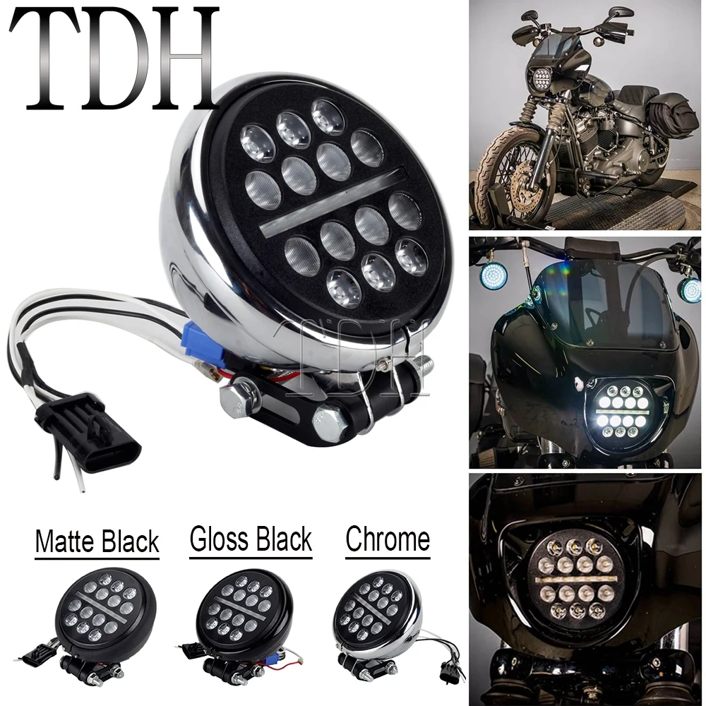 Motorcycle 5.75 inch LED Projection Headlight Bucket Extension Kit Hi