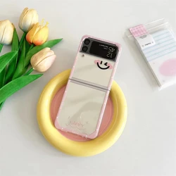 Korean Cute Happy Pattern Transparent Shockproof Folding Phone Case - Galaxy Z Flip5 (Style 1)