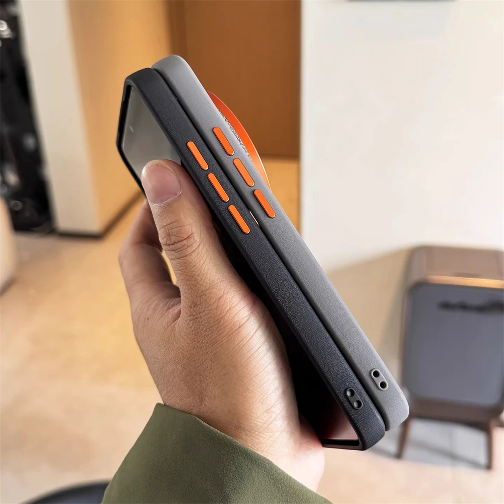 Luxury Magnetic Cloth Texture PU Leather Shell Case - Wireless Charging Shockproof Cover