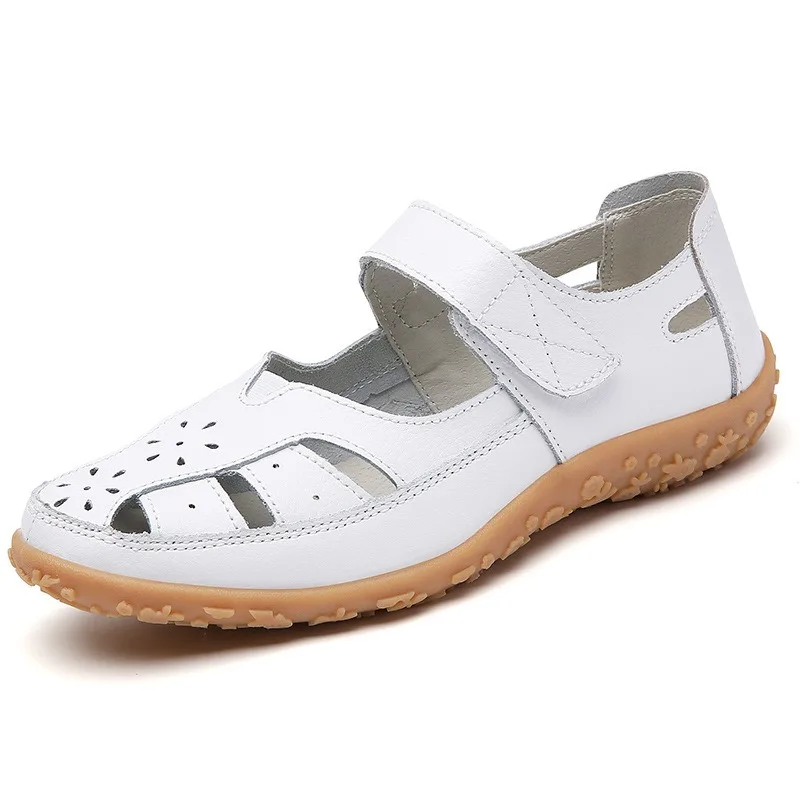 Women's Shoes Slip On Loafers For Ballet Flats Round Shoes Casual 2 Buttons Metal Sandal Flat Shoes Hollow out Maternity Shoes