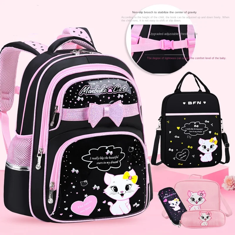 Waterproof School Bags For Girls Kids Schoolbags cat cartoon book bags kids Orthopedic Children school Backpack Mochila Escolar