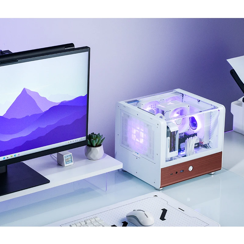Jonsbo TK-0 ITX 씨 뷰 룸 케이스 분리형 캐비닛 이중 곡선 유리 알루미늄 솔리드 호두 나무 컴팩트 데스크탑 섀시