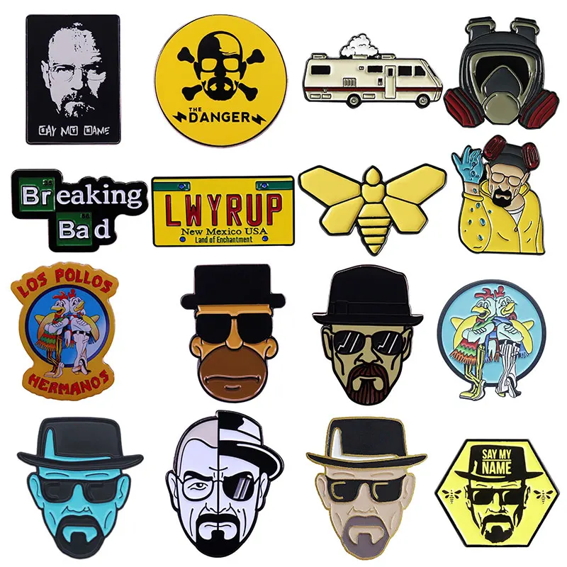 Pin esmaltado de Breaking Bad para niños, broches de Los Pollos Hermanos, insignias de solapa, joyería divertida de dibujos animados, regalo