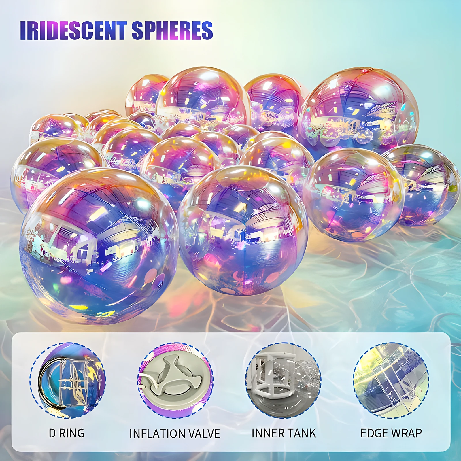 Black Color Inflatable Mirror Ball Giant Hanging Inflatable Mirror Balloon Airtight 0.5m-3m Sealed Colorful Sphere 6