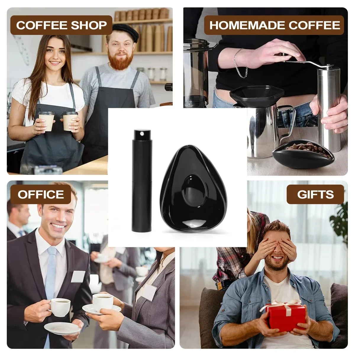 Coffee Bean Spray Bottle & Ceramic Container Set with Measuring Tray - Espresso & Tea Accessories