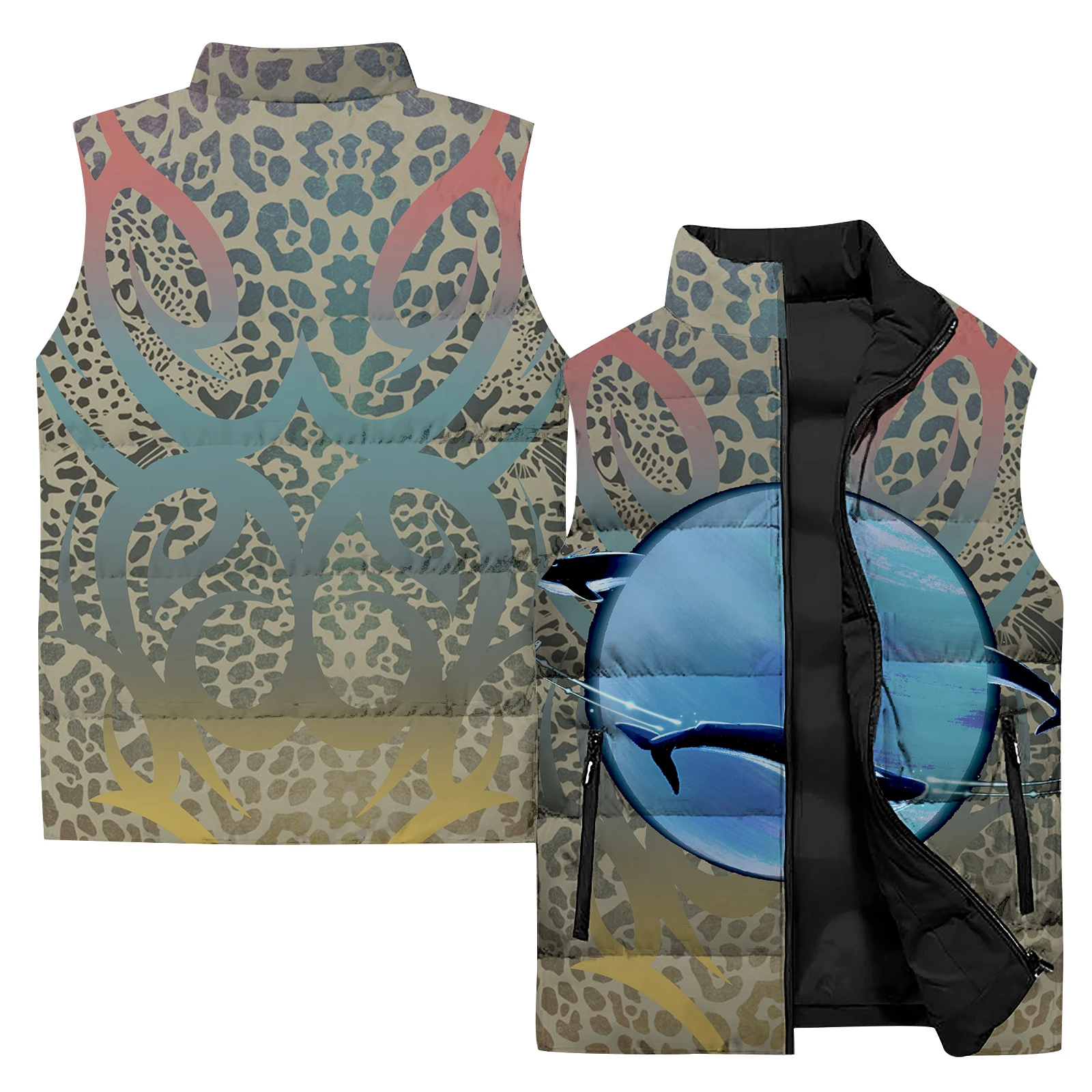 thumbnail image 1 of Nueva chaqueta sin mangas de invierno para hombre, chaleco con estampado de arte abstracto en 3D, chaqueta informal de moda para correr y deportes al aire libre para hombre, cortavientos, 1 of 4