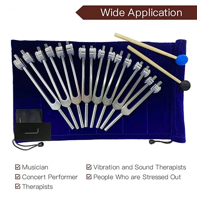 8 Pieces Chakra Tuning Fork Set Silver Chakra Tuning Fork For Healing, For Meditation 2