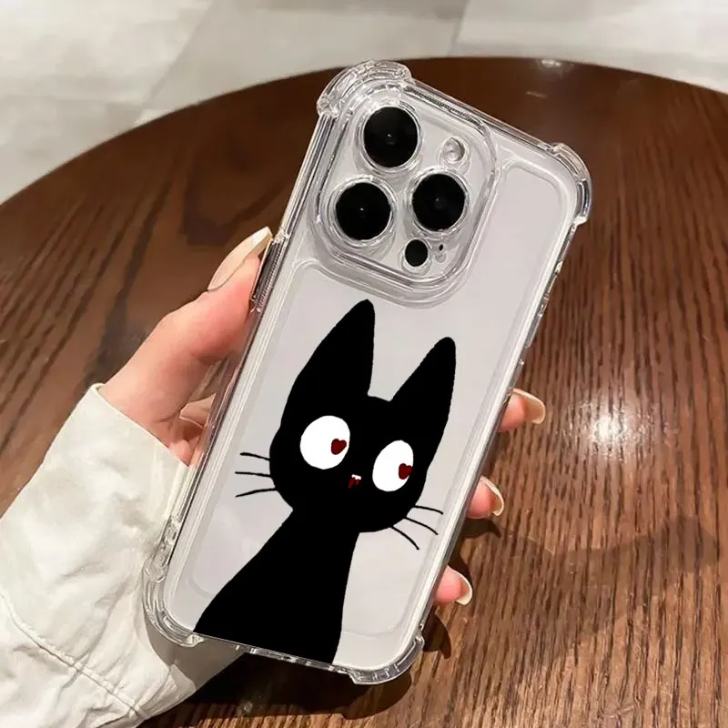 Adorable Black Cat Soft Clear Phone Case Cover