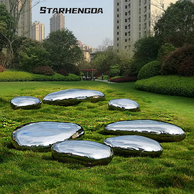 

Metal stainless steel pebble decoration | Lawn Villa garden square outdoor viewing pool