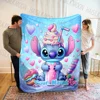 (Memo U Name)Customized Name Disney Stitch Printed Blanket All Seasons Multi-purpose Blanket Suitable for Sofa Travel Car Bed 4