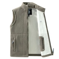 Autumn New Men Casual Windproof Vest Jacket Winter Thick Stand Collar Polar Fleece Sleeveless Vest Outdoor Sports Waistcoat Male 1