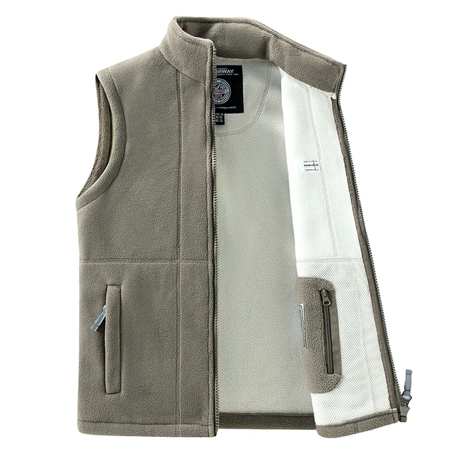 Autumn New Men Casual Windproof Vest Jacket Winter Thick Stand Collar Polar Fleece Sleeveless Vest Outdoor Sports Waistcoat Male 1