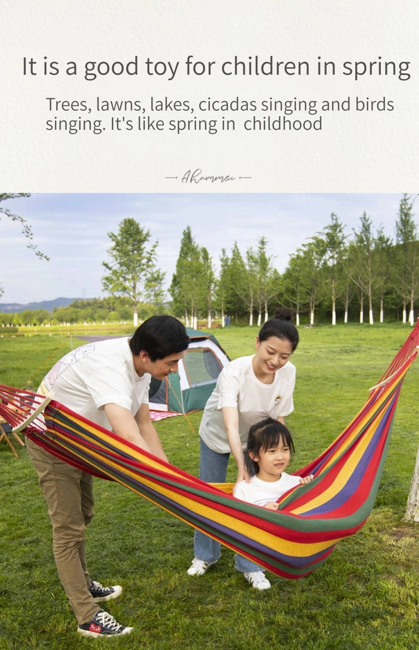 Description Picture 2 of itemNew upgrades Single Double hammock 200X100cm outdoor anti-rollover canvas hammock swing mesh wooden stick double thickening