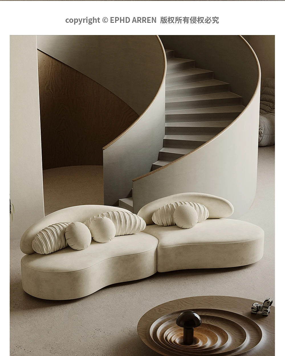 

Italian light luxury special-shaped sofa, living room, household size, designer style minimalist arc sofa, quiet wind