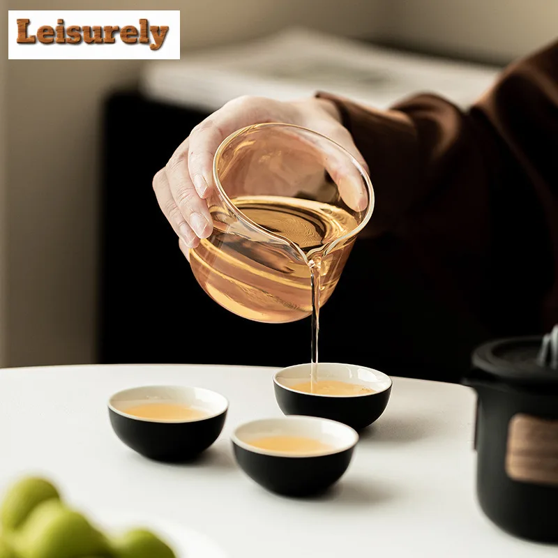 Zen Black Mountain Glass Portable Travel Tea Set Kit 1 Pot 3 Cups Tea Maker Filter Kit Stock Bags Teaware Supplies Decoration