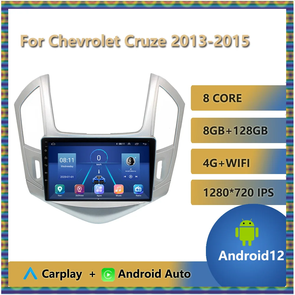 

Автомагнитола 2 Din для Chevrolet Cruze 2013, 2014, 2015, стерео, мультимедийный плеер для Carplay, Раздельный экран, Bluetooth, Android 12