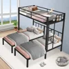 Triple Bunk Bed,Twin Bunk Beds for 3 with Guardrails,Ladder & Upper-Bed Platform,Detachable 3 Bunk Beds for Children,Black 1