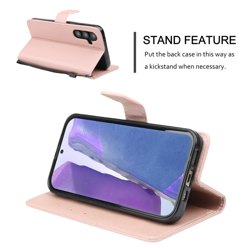 Leather Wallet Case with Card Slot and Magnetic Closure