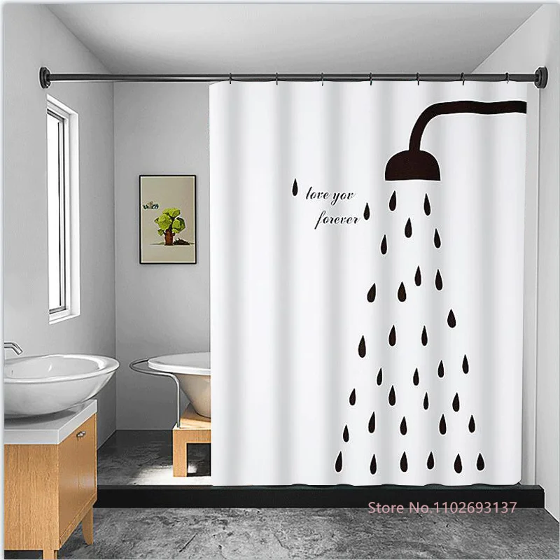 Nordic Wind Geometry Shower Curtain Shower Head Abstract Art Waterproof