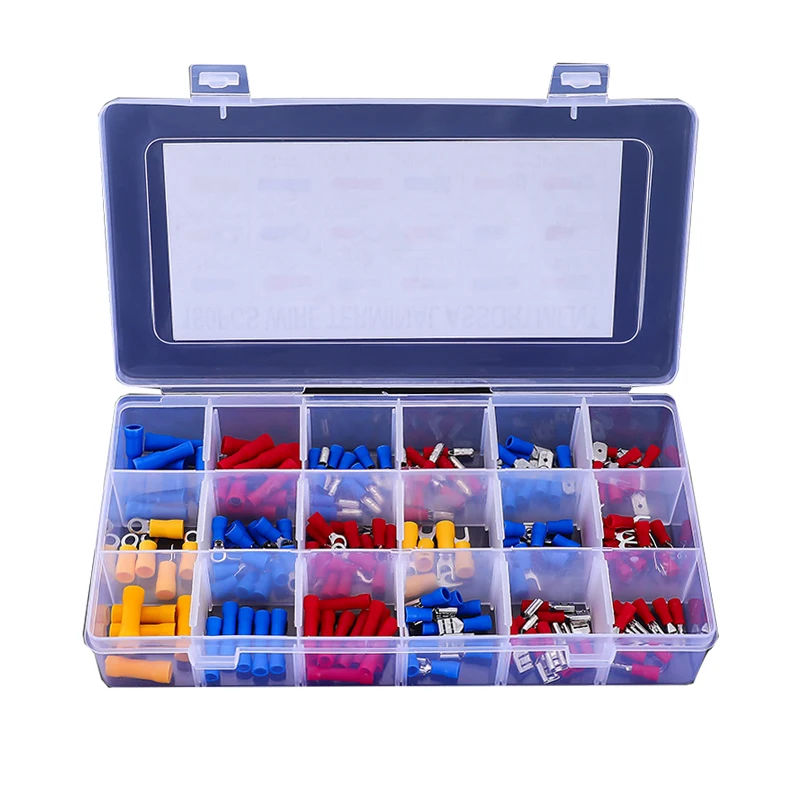 

180pcs Electrical Wire Connector Crimp Kit Male Female FDD MDD RV SV BV FDD Cable Connectors Insulated Terminal Block Butt Set