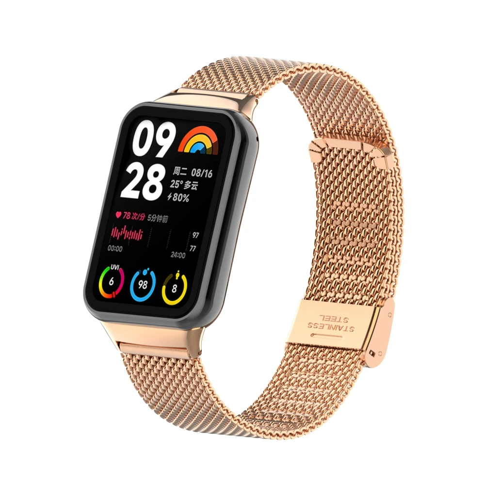 Breathable Stainless Steel Mesh Strap with Adjustable Buckle