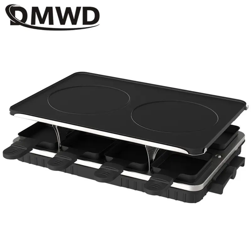 DMWD 2 Layer Hosehold Electric Griddle 220V 110V Hot Plate Non-stick Barbecue Machine For Roasting/Frying 1300W For 4-6 People 2