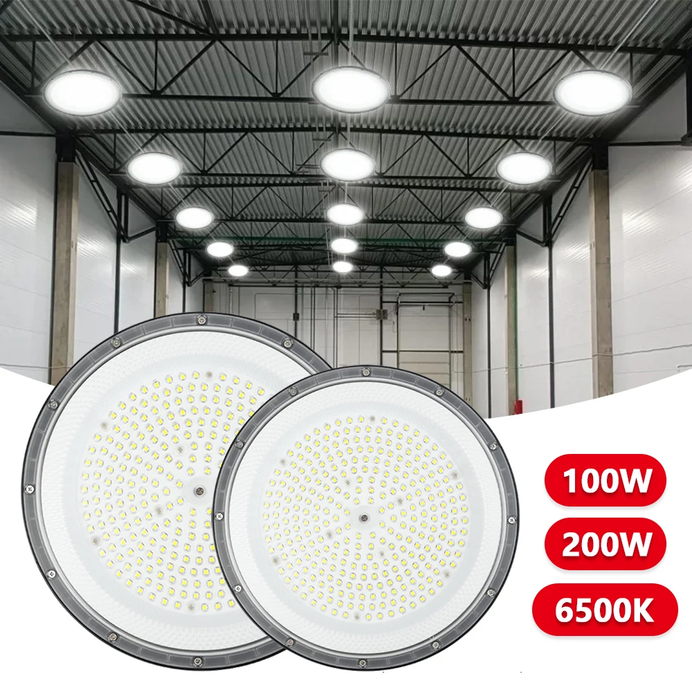 UFO Floodlight LED Industrial Lamp High Bay Light Waterproof Lampara for Market Warehouse Garage Gym Factory Workshop Lamp