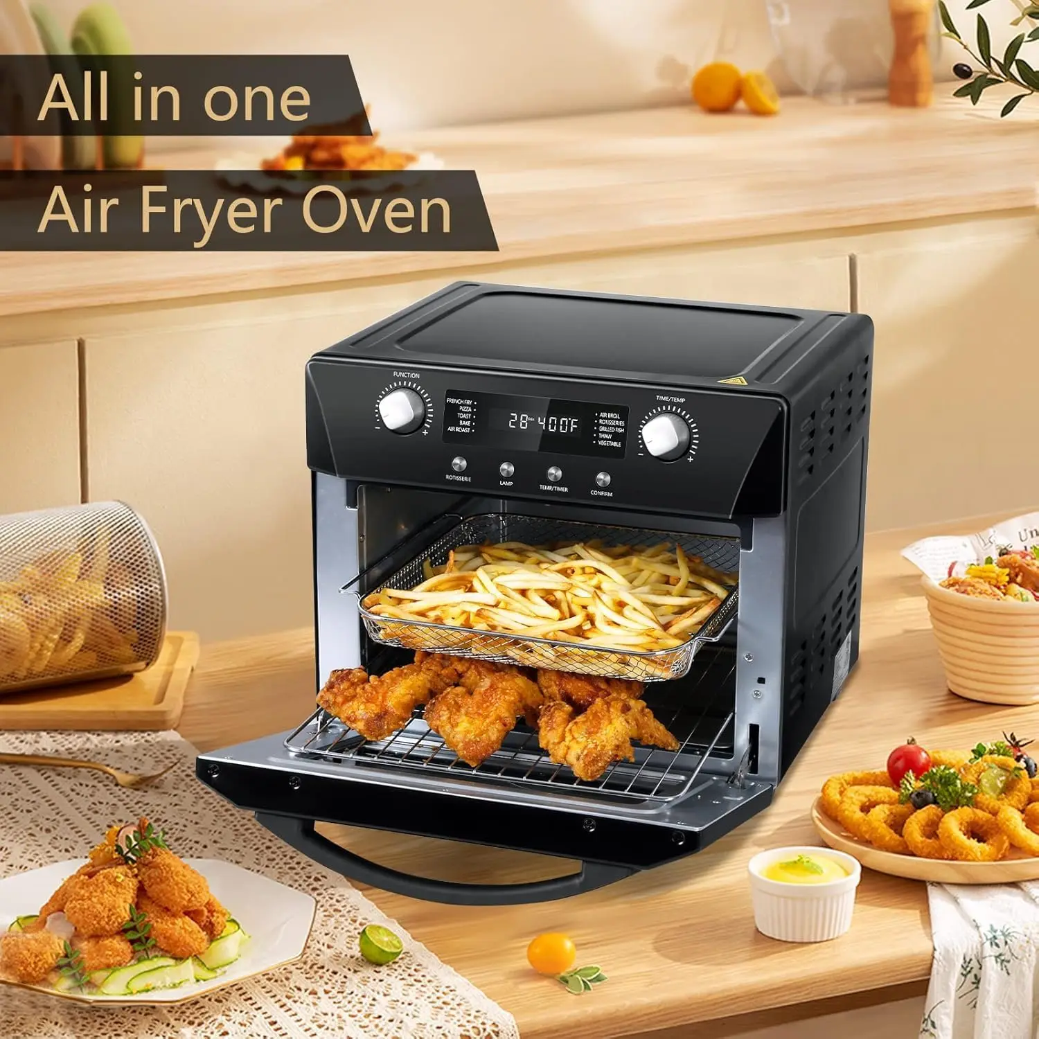 10-in-1 Air Fryer Toaster Oven Combo,24QT Convection Toaster Oven Countertop with Rotisserie & Dehydrator 6
