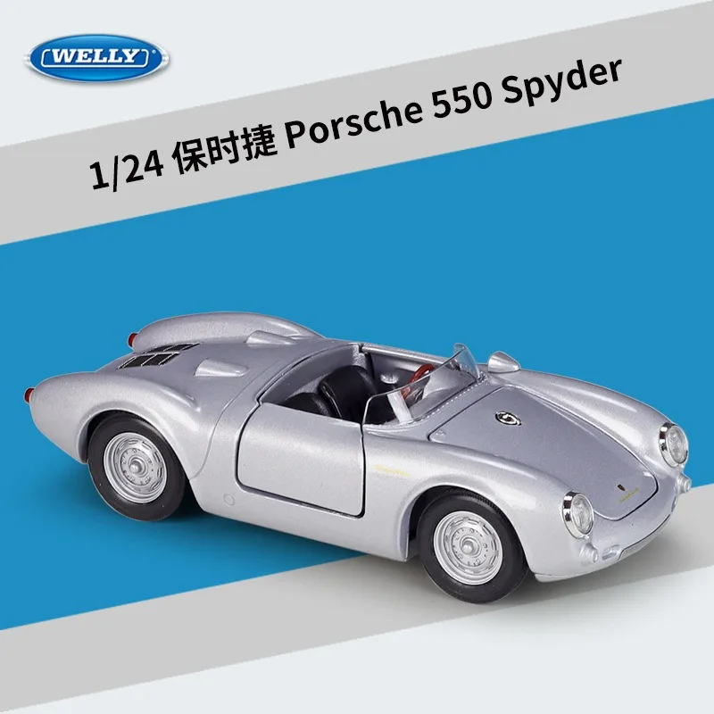 

WELLY 1:24 Porsche 550 Spyder Convertible Car Model Diecast Simulated Alloy Finished Porsche Toys Car Model Gift for Children