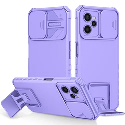 Durable Phone Case with Slide Camera Lens Protection and Stand for Realme C17 (PURPLE)