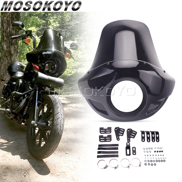 35-49mm Forks Universal 5.75 Headlight Fairing Short Windscreen Head Lamp Front  Mask Cowl For Harley Motorcycle W/ Mounting Kit - Full Fairing Kits -  AliExpress