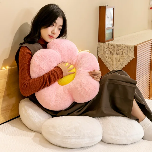 Coussin en tissu de forme circulaire à fleurs, avec sieste douce, pour bureau, salle de classe, chaise, canapé, chambre à coucher, sol d'hiver épais 5
