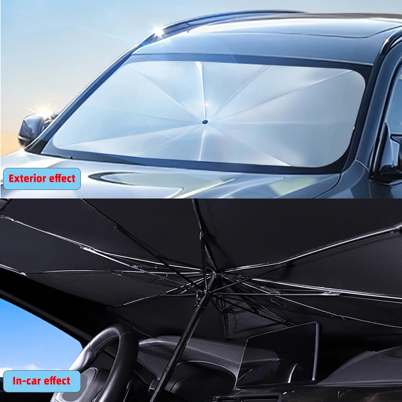 Car Sun Shade Car Sunshade Umbrella For Auto Shading Car Sun Shade Protector Parasol Summer Sun Interior Windshield Protection Accessories
