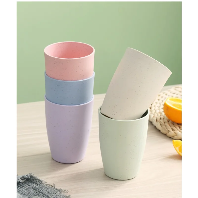 Plastic Cups Nordic Style Plastic Tea Cups Eco-Friendly Wheat Straw Coffee Milk Drink Toothbrush for Home Bathroom