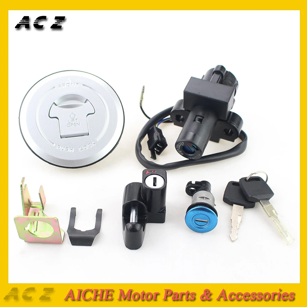 Motorcycle Ignition Switch Lock Fuel Gas Tank Cap Cover Seat Handle