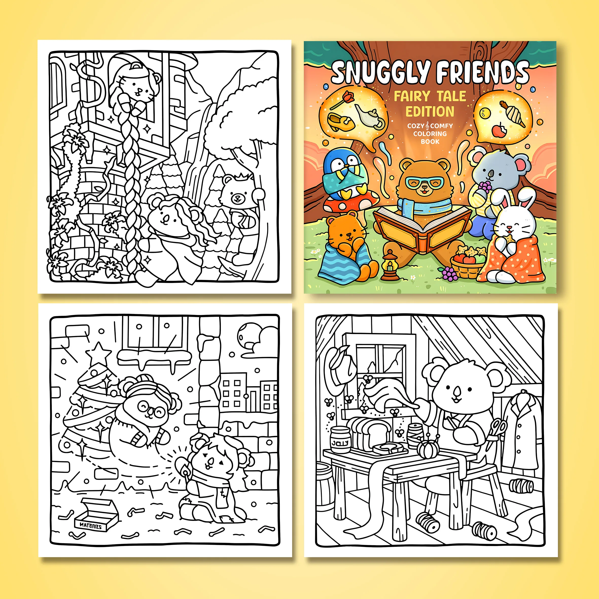 SNUGGLY FRIENDS Bold-easy Patterns Coloring Book for Adults Cute Drawing Book Perfect Gift for Party and Birthday 4