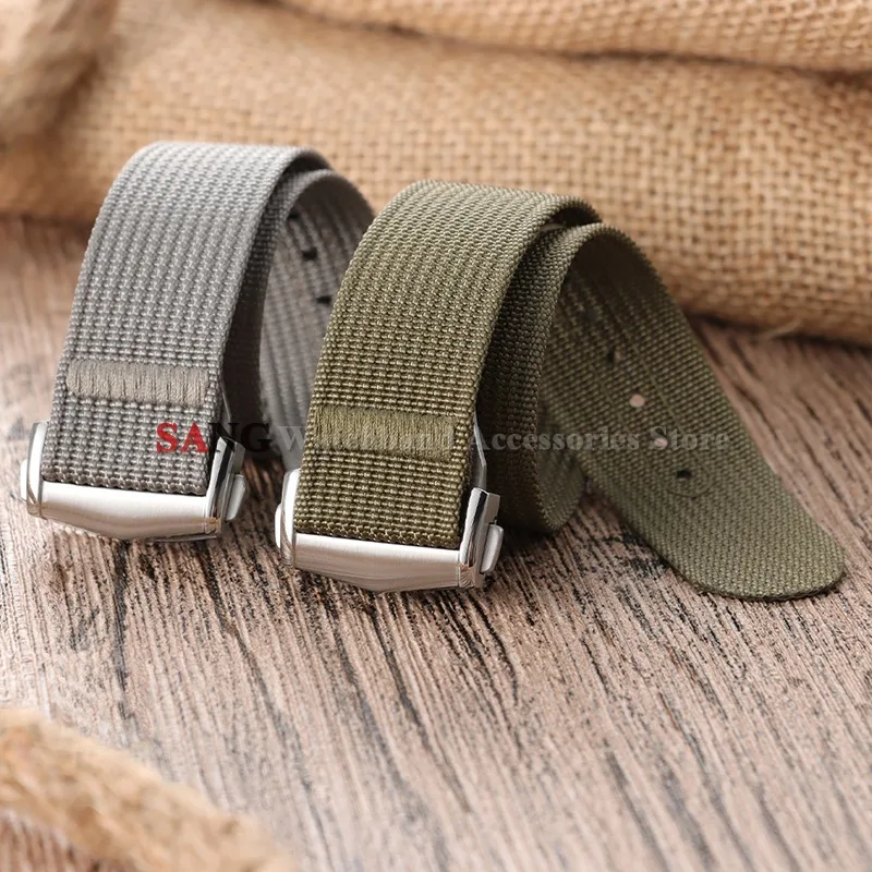 Waterproof Nylon Canvas Military Sport Watch Strap with Folding Buckle