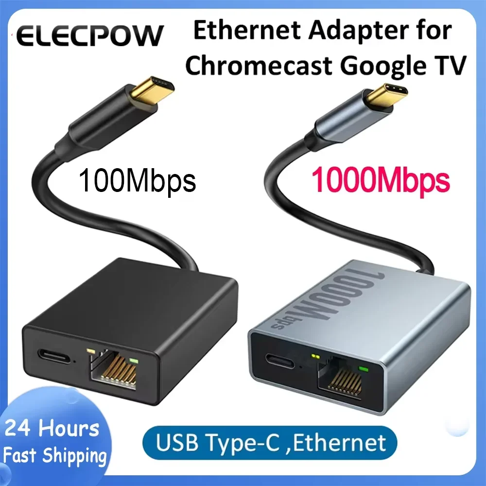 High-Speed USB Type-C Ethernet Adapter for Streaming and Android Devices