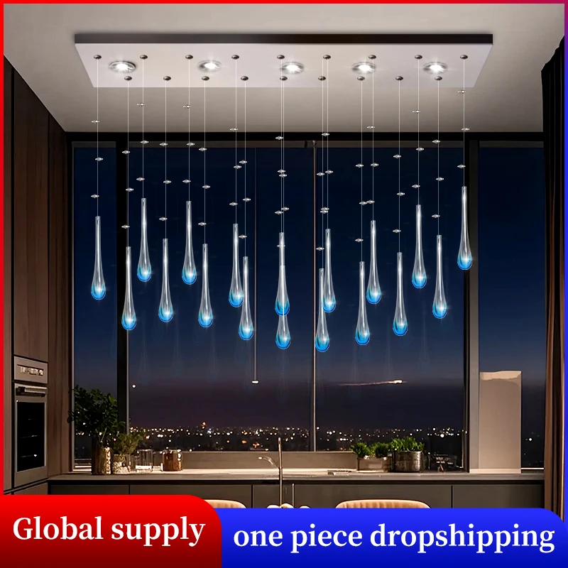 โคมไฟเพดานแก้วแบบแขวน โคมไฟระย้าเหนือโต๊ะ โคมไฟแขวนสำหรับห้องครัว ห้องรับประทานอาหาร โคมไฟเพดานแบบแขวน 1