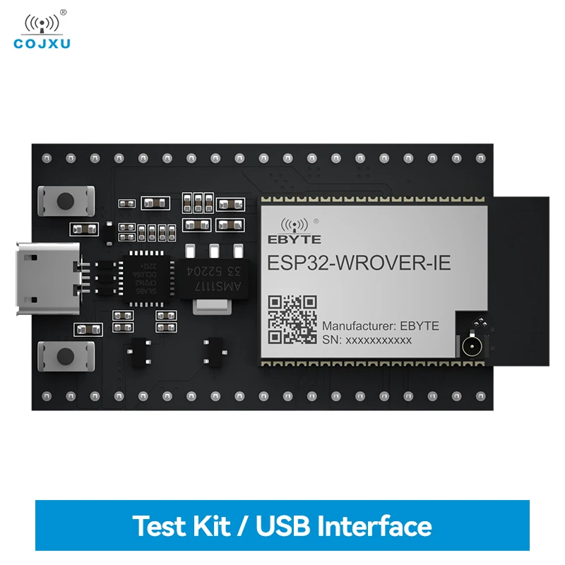 ESP32 Test Board CDEBYTE ESP32-WROVER-IE-TB USB Interface 2.4~2.5GHz Support IEEE802.11b/g/n 5pcs qfn56 qfn64 transfer board adapter pcb pinboard smd to dip56 dip64 dip pin ic test plate 0 5mm 2 54mm pitch converter socke