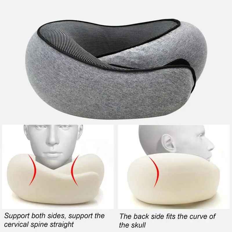 Memory Foam Neck Pillow Cervical Vertebra Travel Portable Noon Break Aircraft U Type Of Pillow Sleep Camping Pillow Carry Bag 4