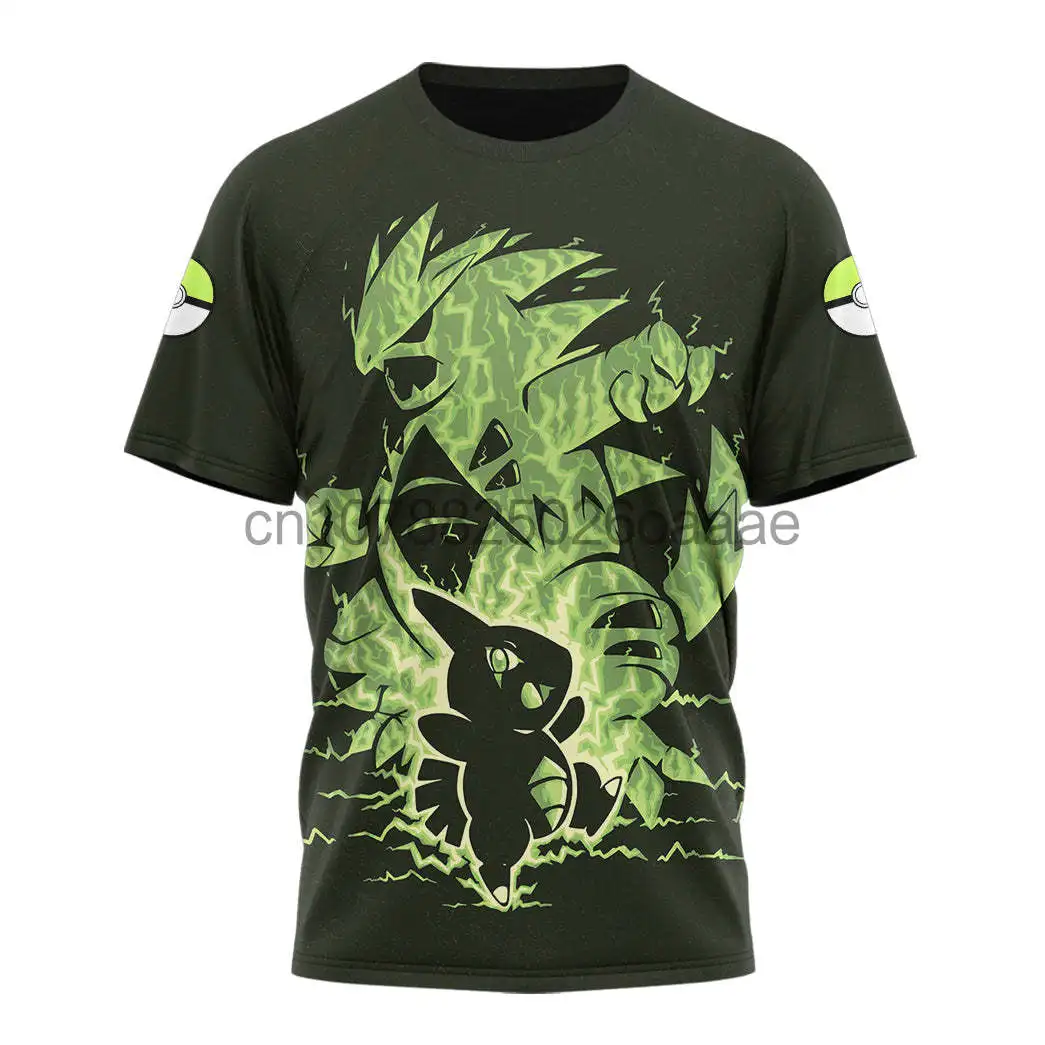 

Футболка с коротким рукавом для мужчин и женщин, 3d-футболка для спорта и отдыха, с покемоном, тиранитаром, меганиум, Y2K
